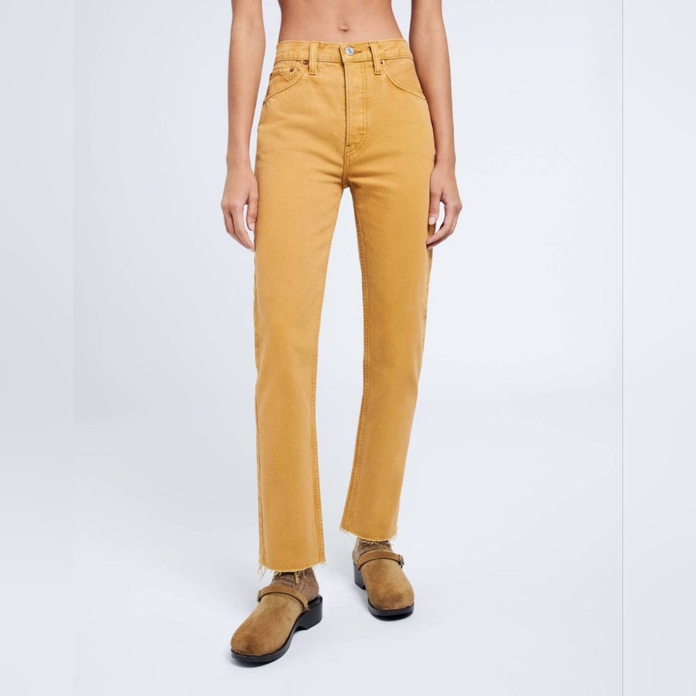 Re/done 70s Stovepipe Denim In Washrd Mustard Size 25